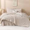 Andency Khaki Oversized King Comforter 120''x98''. 3 Pieces Khaki Soft Boho Bedding Set & Collections. Farmhouse Tufted Fluffy Shabby Chic Bed Set for All Seasons (1 Comforter. 2 Pillowcases)