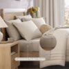 Monbix Full Comforter Set - 7 Pieces Apricot Beige Bed in a Bag Full Size Bedding Sets with Comforters. All Seasons Down Alternative Comforter with Sheets.Pillowcases & Shams
