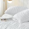 King Size Comforter Set - Ruched White Comforter King Bed Set Boho Shabby Chic Bedding - Fluffy 3 Piece Ruffle Comforter Set with Pillow - Soft and Luxury