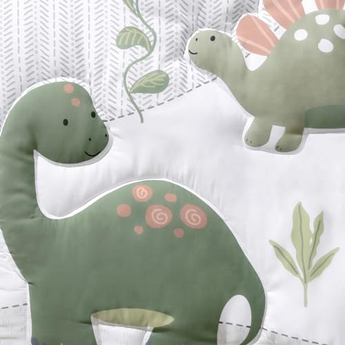 The Peanutshell 3 Piece Baby Crib Bedding Set for Boys - Newborn. Infant & Toddler Nursery Bed Set Decor with Fitted Crib Sheet. Dust Ruffle Comforter - Dinosaur Dreams