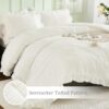 WONGS BEDDING White Comforter Set Twin. 3 Pieces Ruffle Farmhouse Shabby Chic Comforter for Twin Bed. Soft Seersucker Bedding Set with 1 Ruffle Comforter. 2 Tufted Pillowcases 86×68