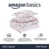 Amazon Basics Full/Queen Size Comforter Sets. Ultra-Soft Lightweight Microfiber Reversible 3-Piece Bedding. Pink Floral