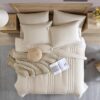 Monbix Full Comforter Set - 7 Pieces Apricot Beige Bed in a Bag Full Size Bedding Sets with Comforters. All Seasons Down Alternative Comforter with Sheets.Pillowcases & Shams