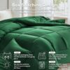 MR&HM Queen Comforter Set Dark Green. Reversible Satin Microfiber Comforter Set for All Seasons. 3 Pieces Non-Slip Silky Soft Bedding Sets with 1 Comforter (90x90) and 2 Pillowcases (20x26)