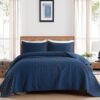 DJY Oversized California Cal King Size Quilt Bedding Sets with Pillow Shams. Navy Blue Lightweight Soft Bedspread Coverlet Bed Cover. All Season Spring Summer. 3 Pieces. 112 X104 inches