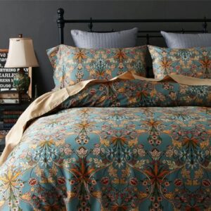 mixinni Farmhouse Boho Comforter Set Queen Size - 3 Piece Lightweight All Season Bedding Set with Fluffy Comforter & 2 Pillow Shams. Floral Botanical Design. Soft Breathable Microfiber