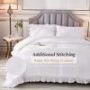 Andency White Comforter Full Size. 3 Pieces Solid Farmhouse Shabby Chic Ruffle Bedding Sets. All Season Soft Lightweight Comfy Down Alternative Bed Set for Girls Teens Men Women