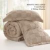 Bedsure Queen Size Comforter Set Khaki. Boho Tufted Bed Set. Checkered Farmhouse Shabby Chic Bedding. 3 Pieces. 1 Plaid Geometric Comforter and 2 Pillow Shams