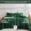 MR&HM Queen Comforter Set Dark Green. Reversible Satin Microfiber Comforter Set for All Seasons. 3 Pieces Non-Slip Silky Soft Bedding Sets with 1 Comforter (90x90) and 2 Pillowcases (20x26)