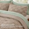 Bedsure Queen Size Comforter Set Khaki. Boho Tufted Bed Set. Checkered Farmhouse Shabby Chic Bedding. 3 Pieces. 1 Plaid Geometric Comforter and 2 Pillow Shams
