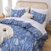 JANZAA Full Comforter Set Infinity Blue Comforter Floral Bedding Sets 3 Pieces Flowers Bed Comforter 1 Soft Reversible Cute Botanical with 2 Pillow Shams