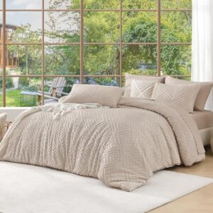 Andency Khaki Oversized King Comforter 120''x98''. 3 Pieces Khaki Soft Boho Bedding Set & Collections. Farmhouse Tufted Fluffy Shabby Chic Bed Set for All Seasons (1 Comforter. 2 Pillowcases)
