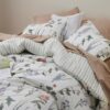 Bedsure Comforter Set Queen Size - Cute Floral Bedding Comforter Set. 3 Pieces. 1 Soft Reversible Coconut White Botanical Flowers Comforter and 2 Pillow Shams