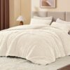 BEDELITE Fluffy Queen Comforter Set - Beige Fleece Soft Comforter for Queen Size Bed. Luxury Warm Bedding Set for Winter. Fuzzy Bed Set 3 Pieces (1 Comforter. 2 Pillowcases)