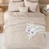 Andency Khaki Oversized King Comforter 120''x98''. 3 Pieces Khaki Soft Boho Bedding Set & Collections. Farmhouse Tufted Fluffy Shabby Chic Bed Set for All Seasons (1 Comforter. 2 Pillowcases)