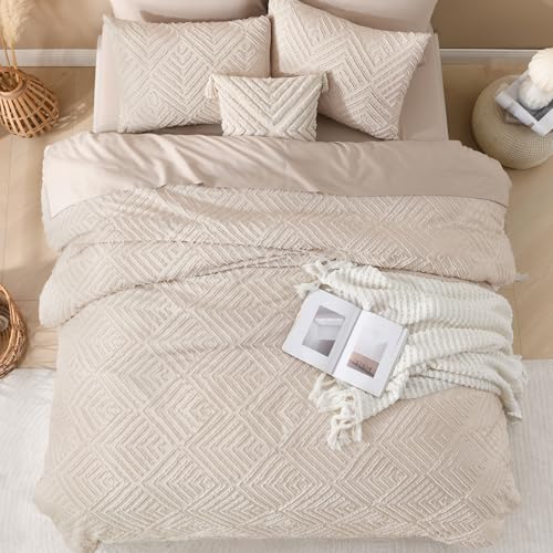 Andency Khaki Oversized King Comforter 120''x98''. 3 Pieces Khaki Soft Boho Bedding Set & Collections. Farmhouse Tufted Fluffy Shabby Chic Bed Set for All Seasons (1 Comforter. 2 Pillowcases)