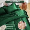 MR&HM Queen Comforter Set Dark Green. Reversible Satin Microfiber Comforter Set for All Seasons. 3 Pieces Non-Slip Silky Soft Bedding Sets with 1 Comforter (90x90) and 2 Pillowcases (20x26)