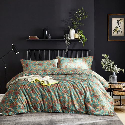 mixinni Farmhouse Boho Comforter Set Queen Size - 3 Piece Lightweight All Season Bedding Set with Fluffy Comforter & 2 Pillow Shams. Floral Botanical Design. Soft Breathable Microfiber