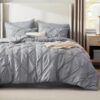 Bedsure Queen Comforter Set Grey - Bed in a Bag Queen Size 7 Pieces. GentleSoft™ Pintuck Bed Set Gift for Family. Pinch Pleat Grey Comforter with Sheets. Pillowcases & Shams