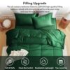 MR&HM Queen Comforter Set Dark Green. Reversible Satin Microfiber Comforter Set for All Seasons. 3 Pieces Non-Slip Silky Soft Bedding Sets with 1 Comforter (90x90) and 2 Pillowcases (20x26)