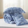 Bedsure Queen Comforter Set - Infinity Blue Bed Set. 3 Pieces Cute Floral Bedding. 1 Soft Reversible Botanical Flowers Comforter and 2 Pillow Shams