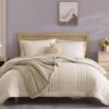 Monbix Full Comforter Set - 7 Pieces Apricot Beige Bed in a Bag Full Size Bedding Sets with Comforters. All Seasons Down Alternative Comforter with Sheets.Pillowcases & Shams