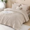 Andency Khaki Oversized King Comforter 120''x98''. 3 Pieces Khaki Soft Boho Bedding Set & Collections. Farmhouse Tufted Fluffy Shabby Chic Bed Set for All Seasons (1 Comforter. 2 Pillowcases)