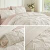 Andency Beige Comforter King (104x90Inch). 3 Pieces Pinch Pleat Lightweight Soft Comforter Set. All Season Pintuck Microfiber Bedding Set