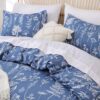 JANZAA Full Comforter Set Infinity Blue Comforter Floral Bedding Sets 3 Pieces Flowers Bed Comforter 1 Soft Reversible Cute Botanical with 2 Pillow Shams