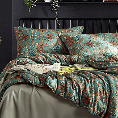 mixinni Farmhouse Boho Comforter Set Queen Size - 3 Piece Lightweight All Season Bedding Set with Fluffy Comforter & 2 Pillow Shams. Floral Botanical Design. Soft Breathable Microfiber