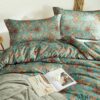 mixinni Farmhouse Boho Comforter Set Queen Size - 3 Piece Lightweight All Season Bedding Set with Fluffy Comforter & 2 Pillow Shams. Floral Botanical Design. Soft Breathable Microfiber