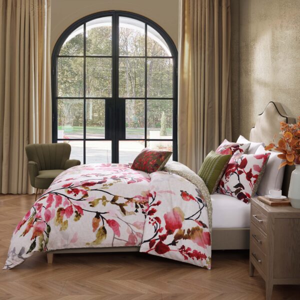 Bebejan Leaves on Linen 5 Piece Reversible Comforter Set