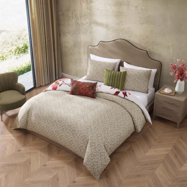 Bebejan Leaves on Linen 5 Piece Reversible Comforter Set