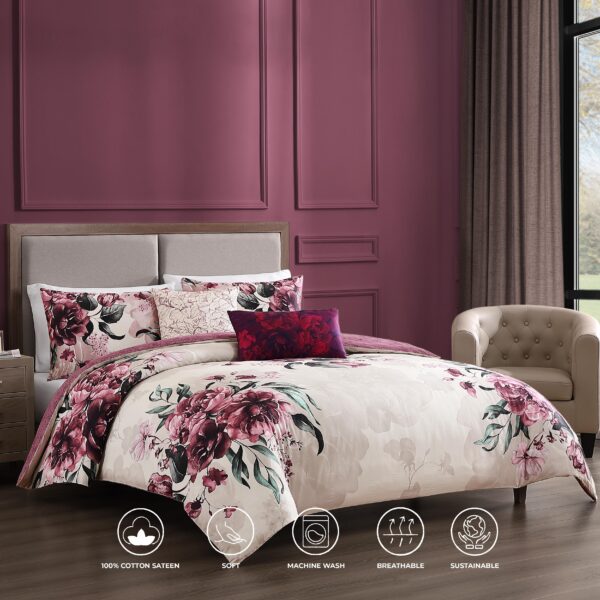 Bebejan Plum Haze 5 Piece Reversible Comforter Set