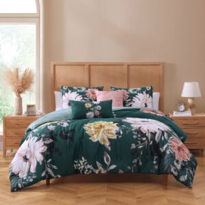 Bebejan Wild Flowers on Teal 5 Piece Reversible Comforter Set