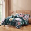 Bebejan Wild Flowers on Teal 5 Piece Reversible Comforter Set