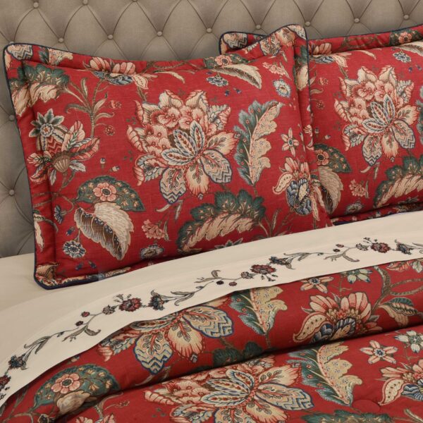 Enchanted Garden Red 4 Piece Comforter Set