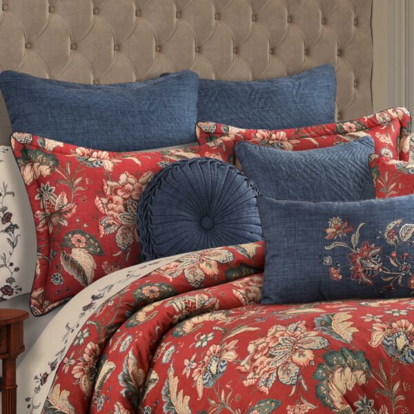 Enchanted Garden Red 4 Piece Comforter Set