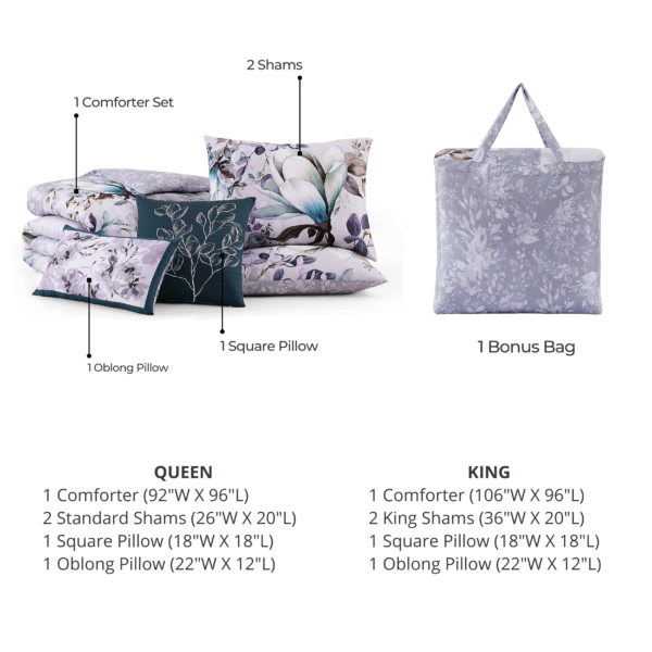 Bebejan Jewel Toned Florals 5 Piece Reversible Comforter Set