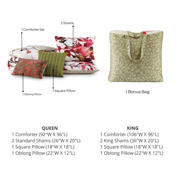 Bebejan Leaves on Linen 5 Piece Reversible Comforter Set