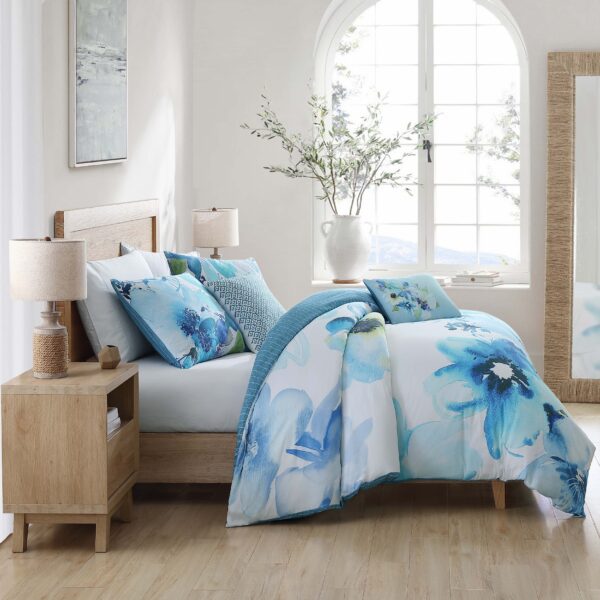 Bebejan Watercolor Blue 5 Piece Reversible Comforter Set