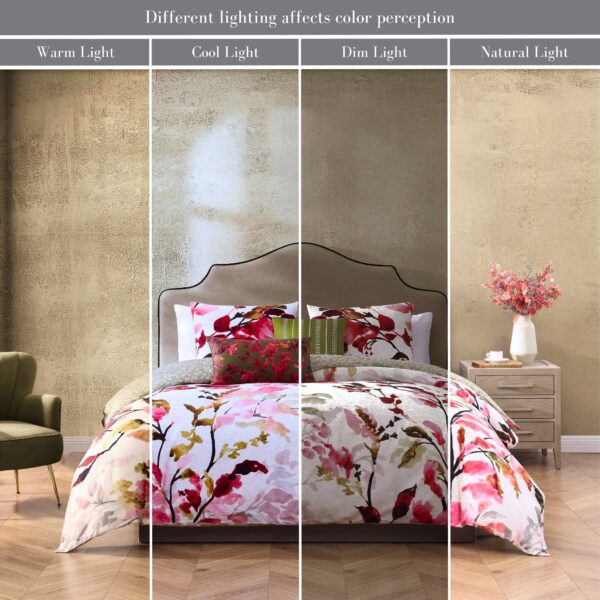Bebejan Leaves on Linen 5 Piece Reversible Comforter Set